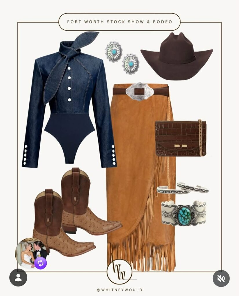 Through videos of on-the-ground interviews with rodeo fans and editorial-style outfit boards, Whitney captured the individuality and confidence that define fashion at the Fort Worth Stock Show and Rodeo. (Courtesy)

