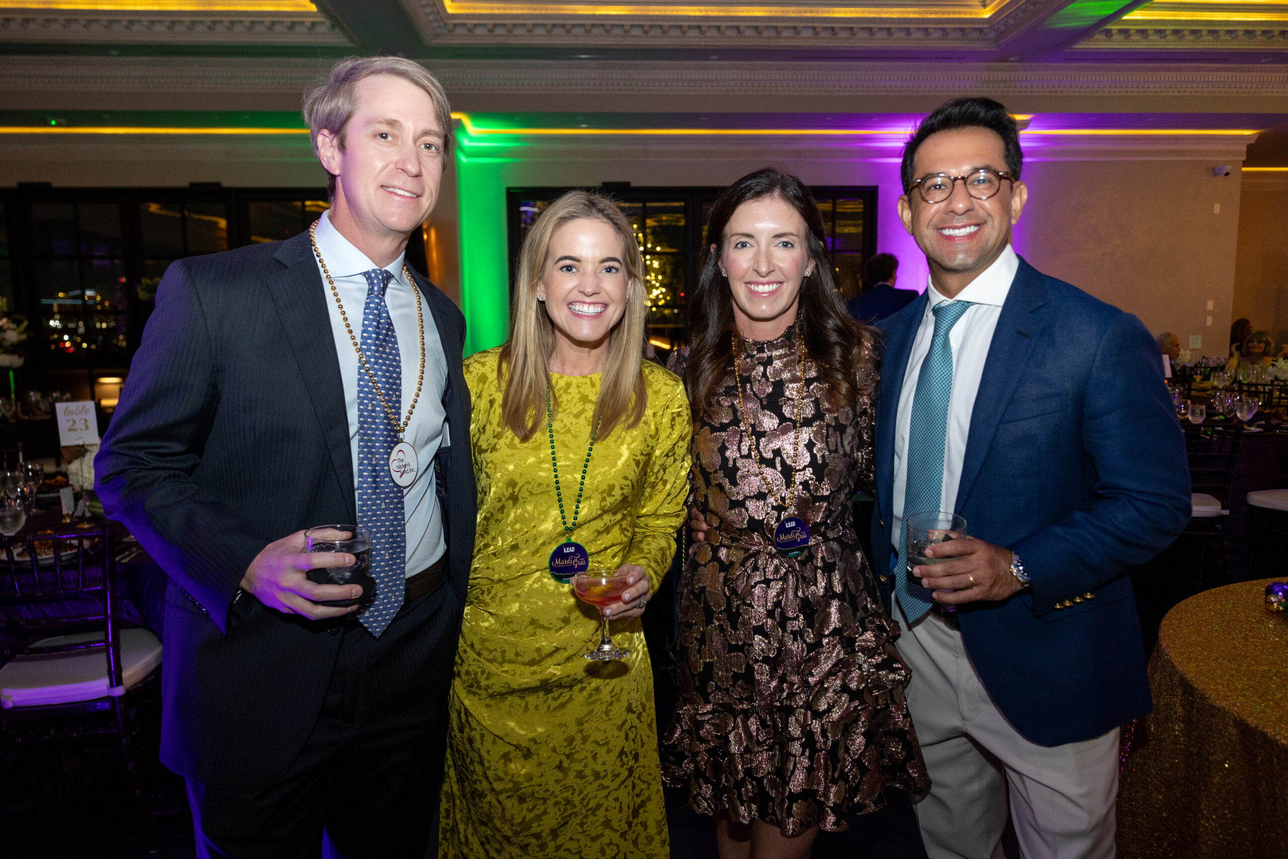 Chuck Helms, Kate Dewitt, Ashley Barela, and Freddy Barela at LEAD’s 6th Annual Mardi Gras Charity Event Feb 17, 2026 at Le Tesserae