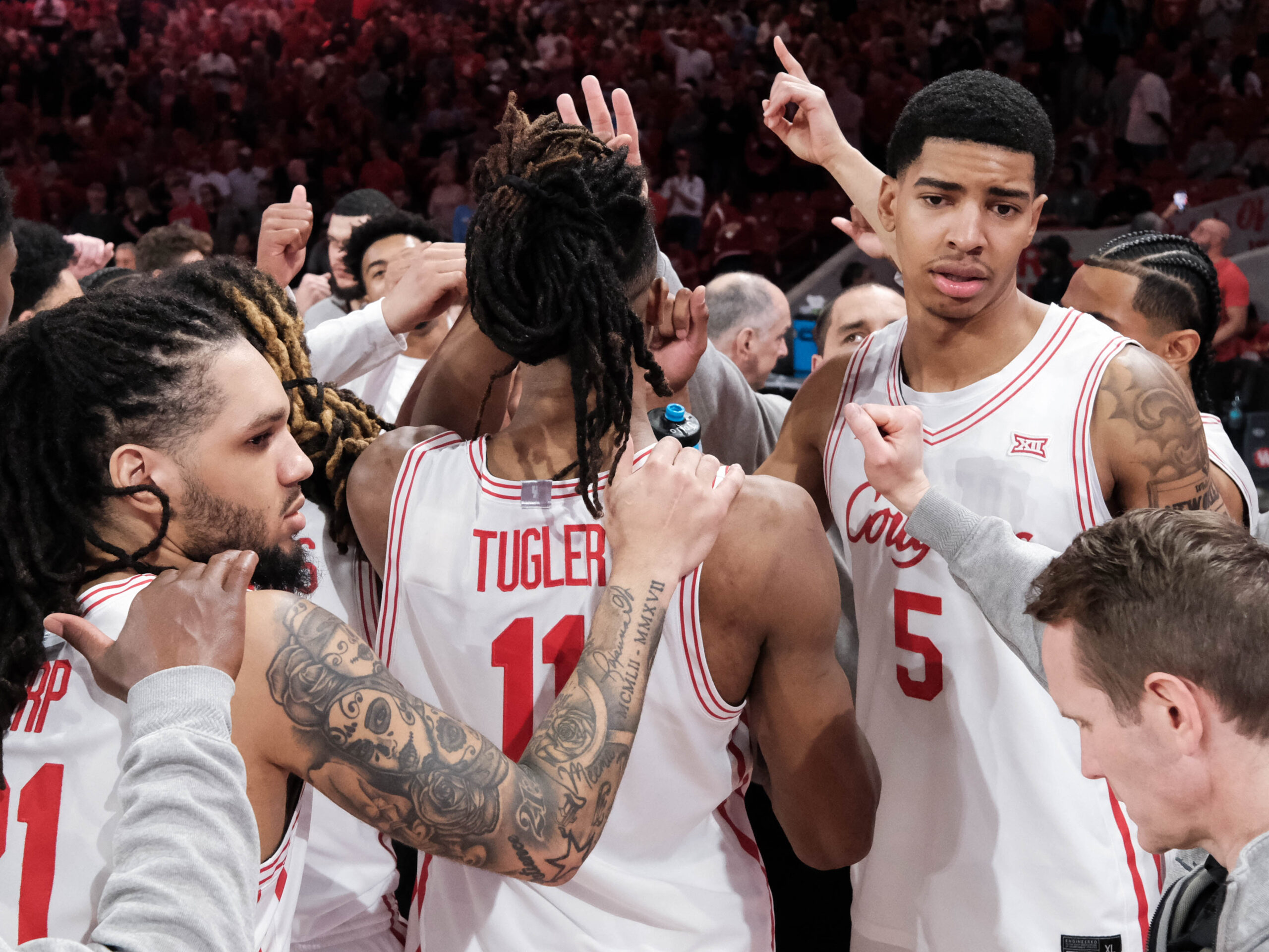 University of Houston Cougars men’s basketball team defeated the Kansas State Wildcats 78-64, as Emmanuel Sharp scores 23 points, in a Big XII contest at the Fertitta Center, February 14, 2026