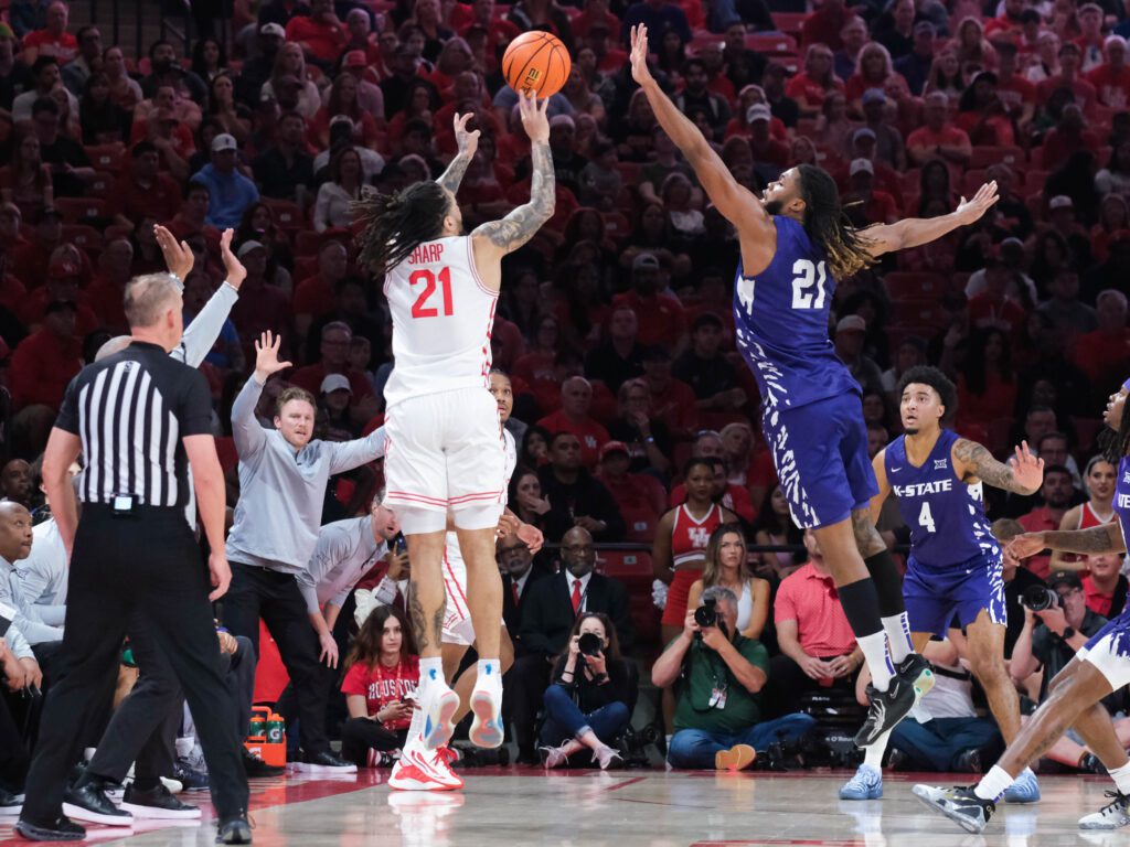 University of Houston senior guard Emanuel Sharp only needs an opening to get his jump shot off. (Photo by F. Carter Smith)