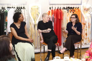 Courtney Martin, Jason Wu, and Michelle White at the Elizabeth Anthony tea and fashion presentation with Jason Wu