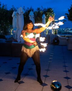 Fire Performer at LEAD’s 6th Annual Mardi Gras Feb 17 2026 at Le Tesserae