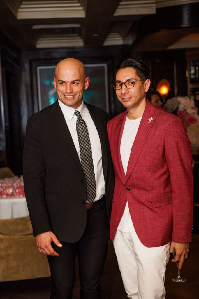 Drake's Hollywood & Maitre D General Manager Chris Lampa, Christian Miranda at the Cotton Foundation Giddy Up Galentine's charitable fundraiser at Maître D. (Photo by Jose Rodriguez for Vandelay Companies)