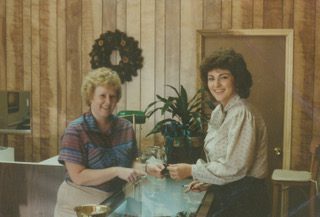 The first customer at Robichau’s Jewelry was Connie Rennenberg, a friend of Lynda Robichau, at the Sawdust location. (Photo courtesy John Robichau)