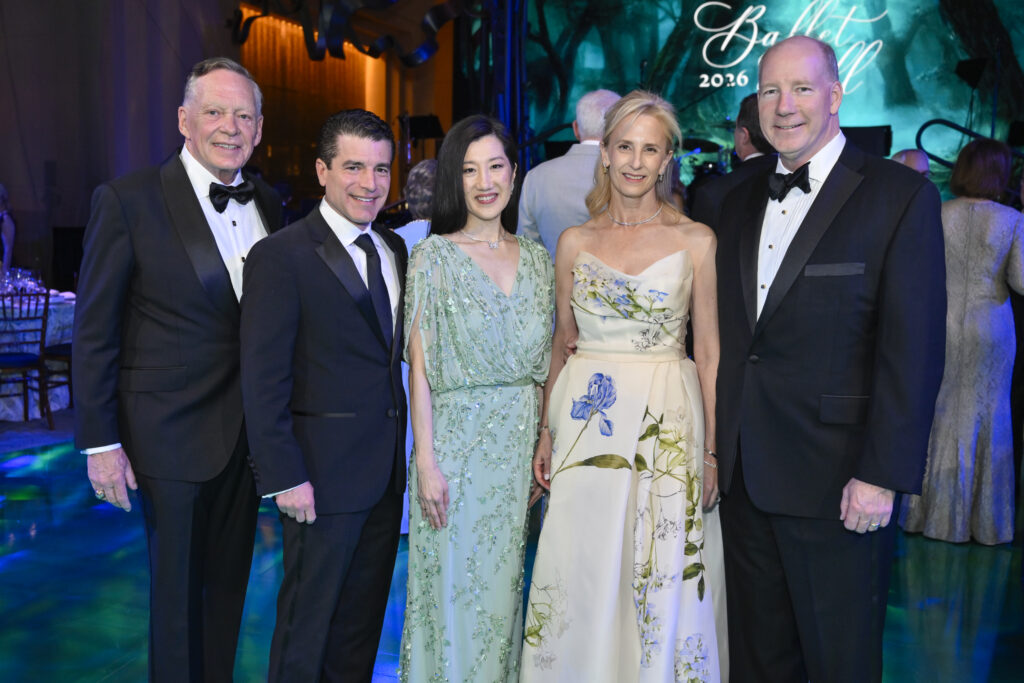 Richard Flowers, Michael Hickman, Sonja Kostich, chairs Christine & David M. Underwood Jr. at the Houston Ballet Ball held at Wortham Theater Center (Photo by Michelle Watson, CatchlightGroup.com)