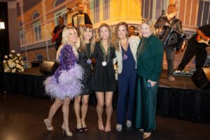 Jennifer Haikin Zach, Joanna Hughes, Meredith, Hedermann, Katie Stiles, and Ellen Burns at LEAD’s 6th Annual Mardi Gras Charity Event Feb 17 at Le Tesserae