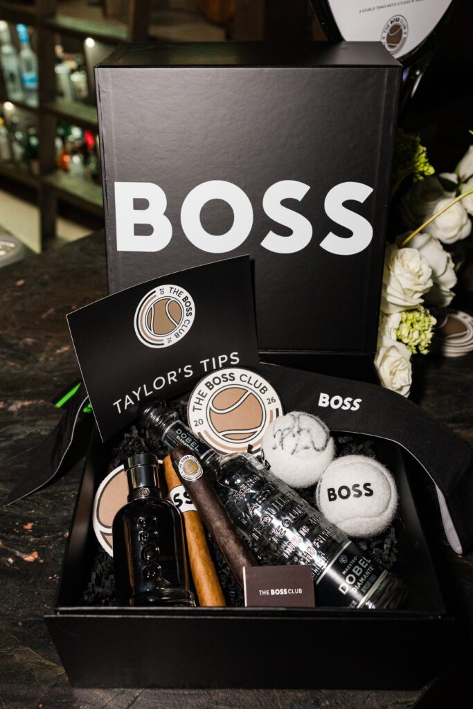 For keepsakes, there were BOSS eau de parfum engraving and BOSS headband embroidery stations for guests to personalize. (Photo by Michelle Rice)