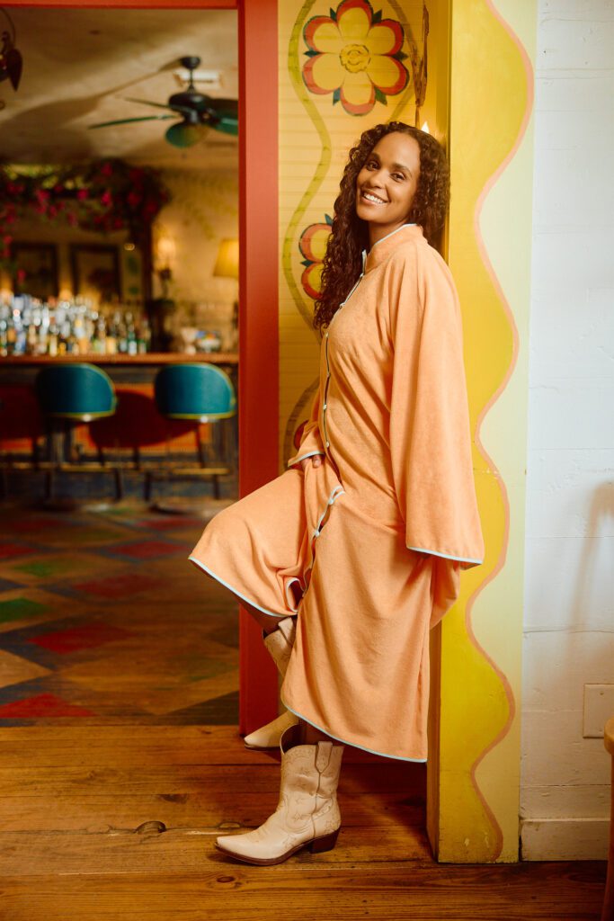 Weezie recently dropped two terry pool coverups designed with Dallas-based caftan queens Lindsey McClain and Jamie Coulter of La Vie Style House. (Courtesy)