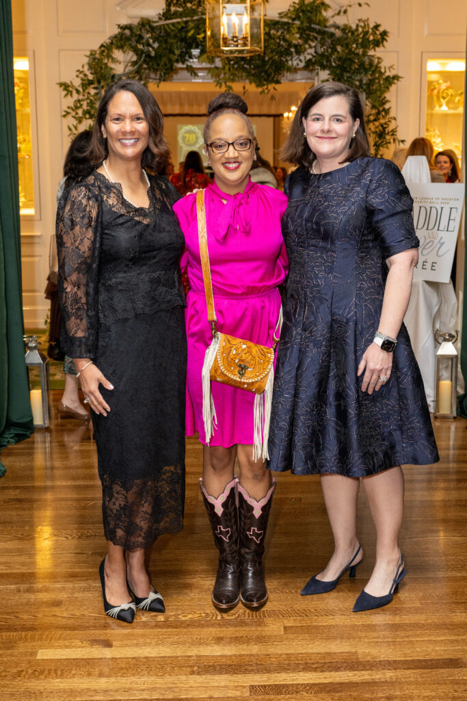 Yvonne Harris, Wendy Lewis Armstrong, Sally Anne Shmidt at the Junior League of Houston luncheon (Photo by Jacob Power)