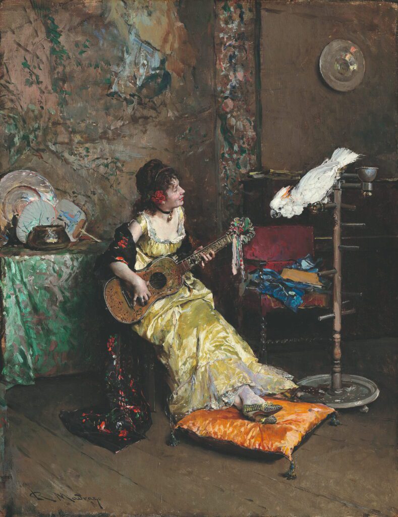Raimundo de Madrazo y Garreta, "Woman with a Parrot (Dama con un loro)," circa 1872, at Meadows Museum (© 2010 The Sterling and Francine Clark Art Institute, Williamstown, Massachusetts. Photo by Michael Agee.)