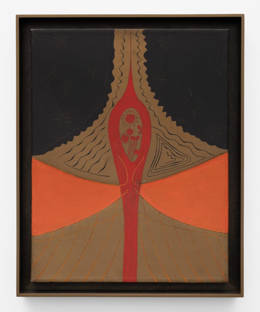 Elda Cerrato, Despolarización mutua de dos entes. (ó Comunicaciones del Ser Beta). Etapa preparatoria (Serie: Entes Extraños. Epopeya del Ser Beta), 1970, at Galerie Lelong, Dallas Invitational (© The Estate of Elda Cerrato)