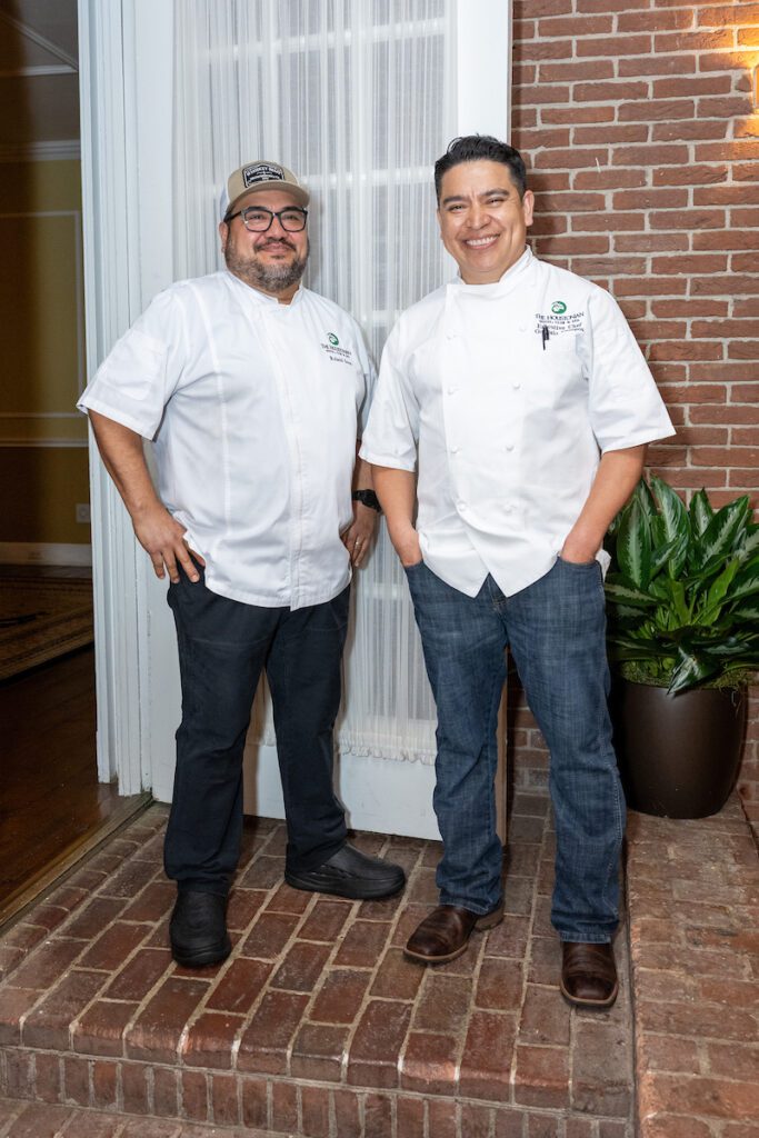 The Houstonian's Chef de Cuisine Roland Soza and Executive Chef Gonzalo Campos at the 'Tribute to Louisiana Legends' dinner held at The Manor House at The Houstonian  (Photo by Jacob Power)