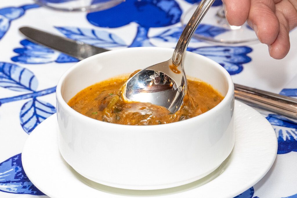 Snapping Turtle Soup with aged sherry served at the 'Tribute to Louisiana Legends' dinner held at The Manor House at The Houstonian  (Photo by Jacob Power)