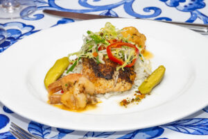 19 Blackened Redfish Henican with shrimp, tasso ham, pickled okra (Photo by Jacob Power)