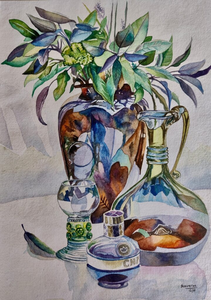 Sushmitha Din creates watercolor paintings and elegant origami pieces from her home studio. (Photo courtesy Sushmitha Din)