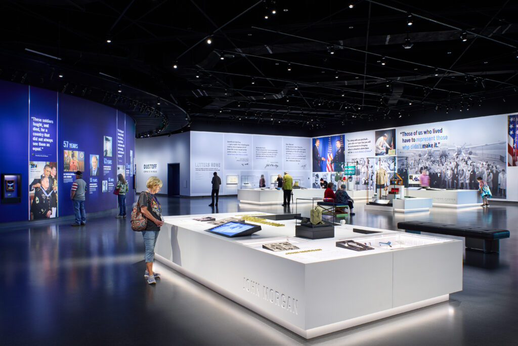 The large circular gallery contains 13 exhibit “islands,” each devoted to a Medal of Honor recipient. (Photo by National Medal of Honor Museum )