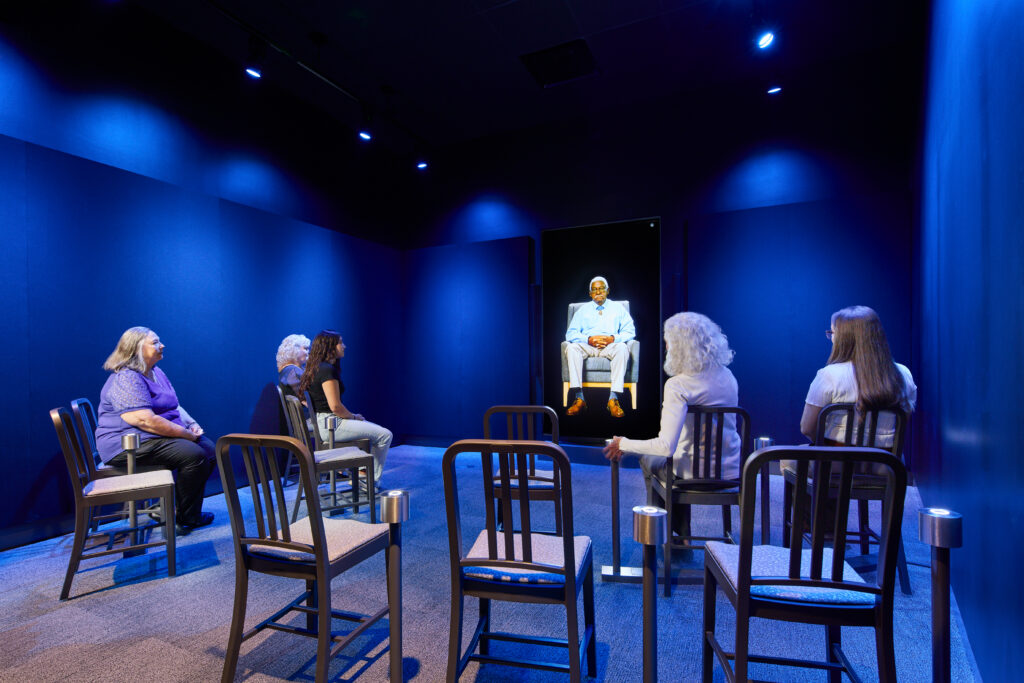 Visitors can ask questions directly to Medal of Honor recipients, who pre-recorded hundreds of answers for the museum’s interactive projection.
 (Photo by National Medal of Honor Museum )