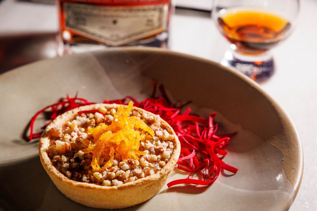 The evening ended with a showstopping dessert: Texas Chocolate & Burnt Orange, paired with Garrison Brother’s Guadalupe.