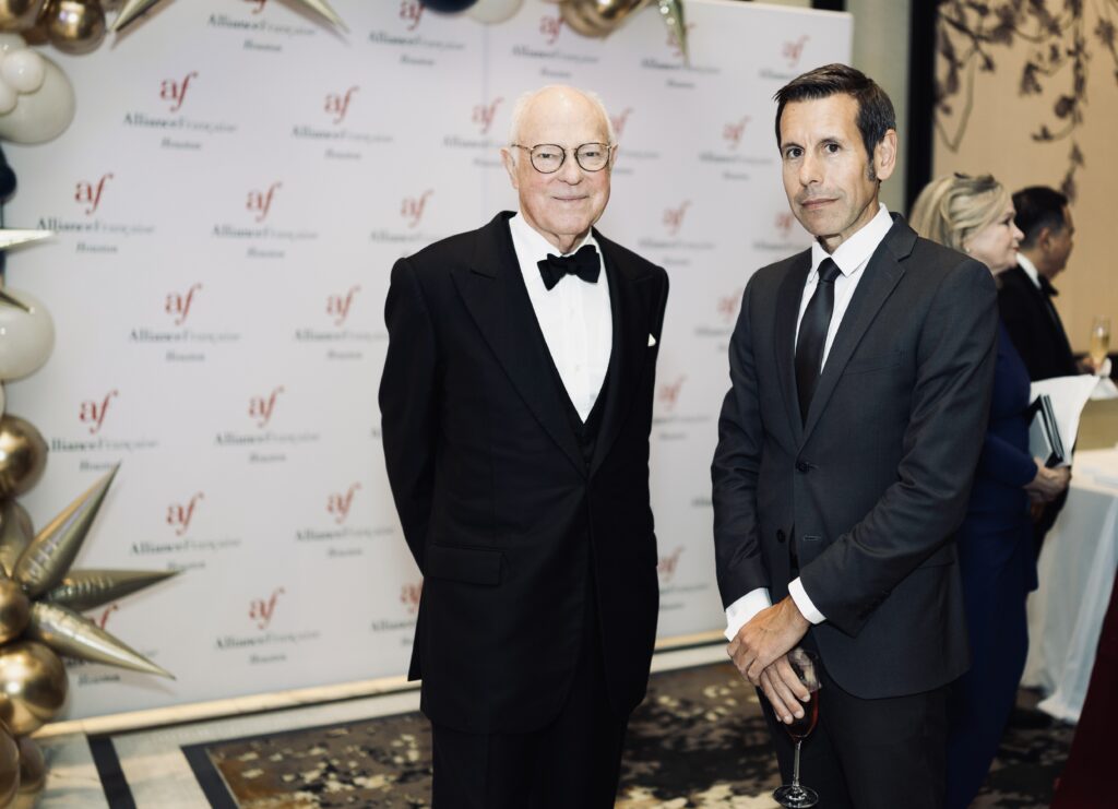 Honoree François de Menil, Frank Marchetti at the Alliance Française de Houston’s 2026 Annual Fundraising Gala, Riviera Night  (Photo by Naranja Dulce Studios)