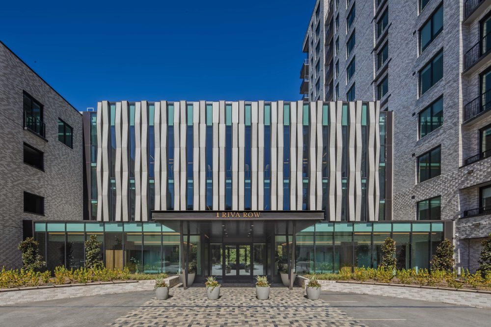 The Woodlands' Riva Row is centered by its jewel box of an amenities land. (Mauricio Ramirez/Courtesy Howard Hughes)