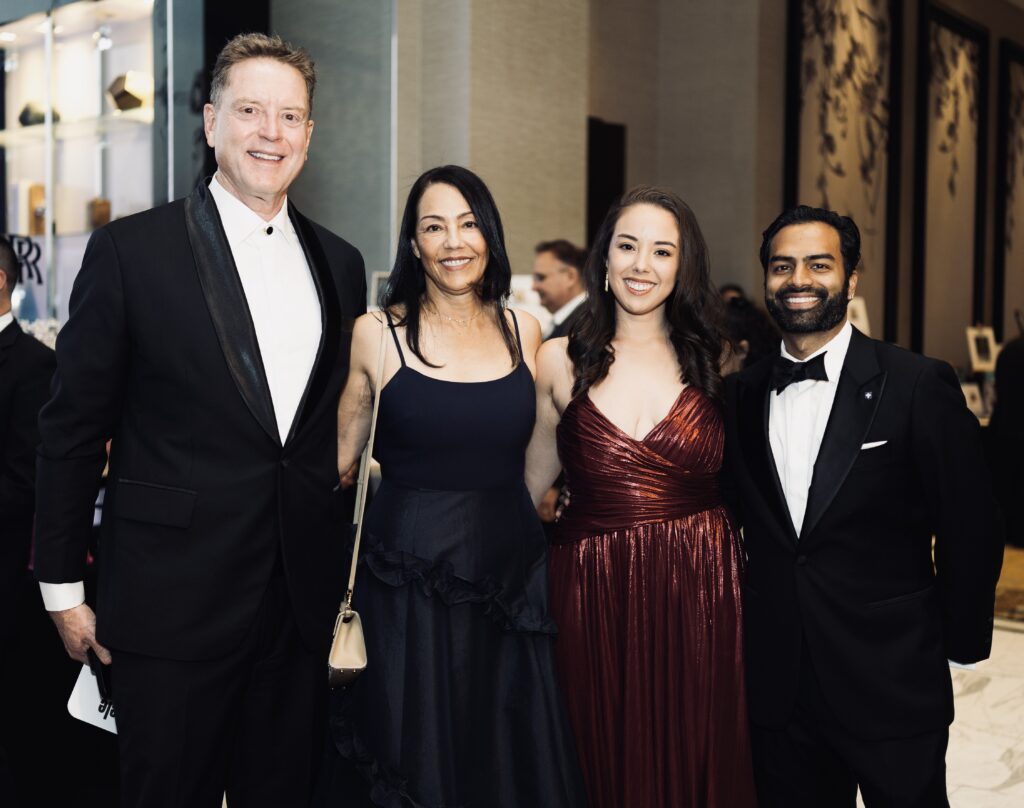 Joel Johnson, Margarita Torrente, Natalia Johnson, Khalil Pillai at the Alliance Française de Houston’s 2026 Annual Fundraising Gala, Riviera Night (Photo by Naranja Dulce Studios)