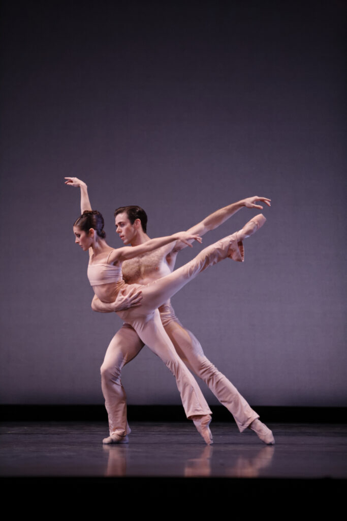 Houston Ballet Principal Connor Walsh and former Soloist dancer Lauren Strongin in Stanton Welch’s Sons de L'âme (Photo by Sébastien Mathé, 2013,  Courtesy of Houston Ballet)
