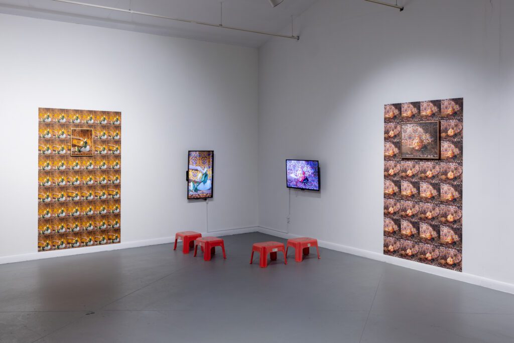 Installation view of Jamie Ho’s exhibition “magic mirrors” at Art League Houston. (Photo by Alex Barber)