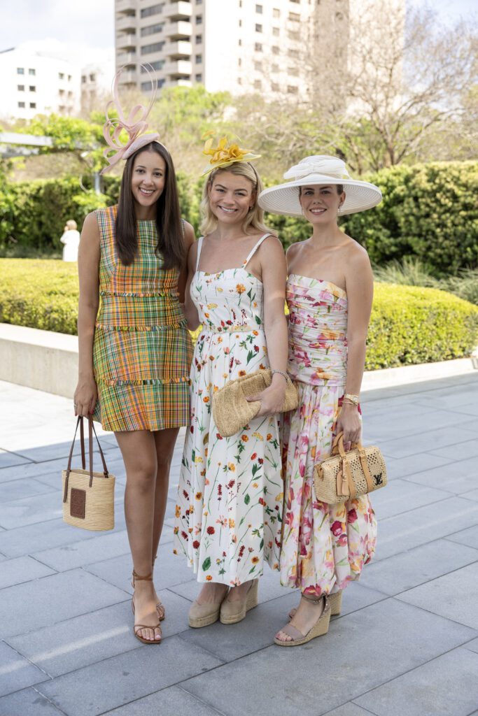 Alexis Gujillroy, Audrey Sarver, Elizabeth Carl at the Hermann Park Conservancy 'Hats in the Park' luncheon (Photo by Jenny Antill)