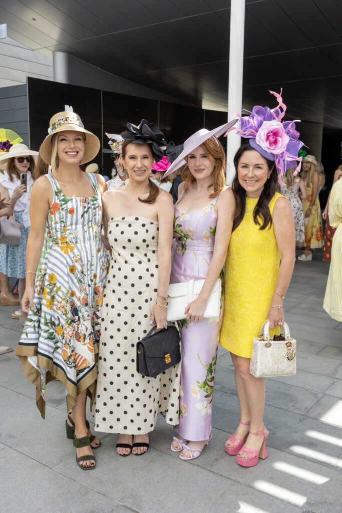 Audrey White, Randi Hernandez, Beth McEntee, Jessica Givens at the Hermann Park Conservancy 'Hats in the Park' luncheon (Photo by Jenny Antill)