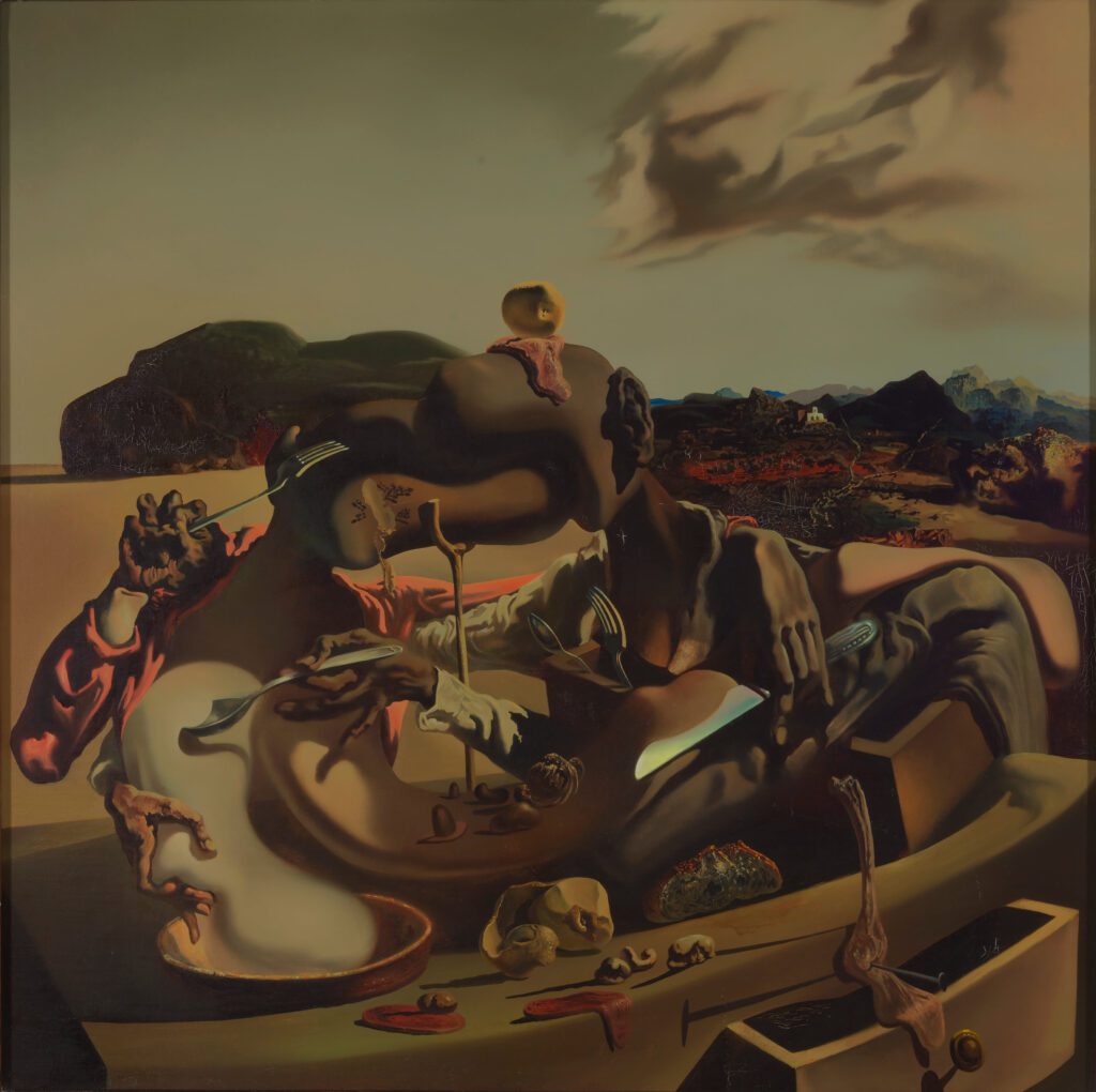 Autumnal Cannibalism (1936) by Salvador Dalí is on display at the Dallas Museum of Art's "International Surrealism" exhibition through March 22, 2026. (Courtesy Dallas Museum of Art)
