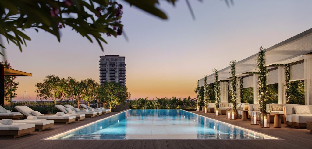 The Dallas EDITION will feature a restaurant & bar, ballroom, meeting spaces, "cinematic" pool deck, and full-service spa "anchored by hydrotherapy and recovery-focused amenities. (Photo by Binyan Studios)