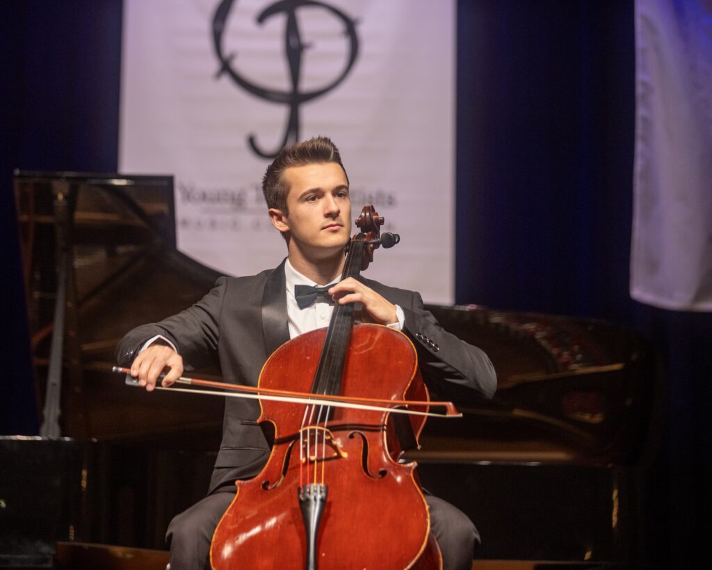 Cellist Cirdan Vonnahme, a Rice University student, won the Grand Prize and gold medal in Strings March 14 at the Young Texas Artists Music Competition Finalists' Concert and Awards program. (Photo courtesy of Dave Clements)
