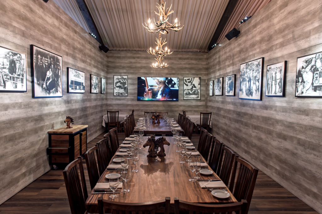 The Heritage Room, an intimate private dining space with a striking 18-foot red oak slab table that can seat up to 24 guests  (Photo courtesy of Fertitta Entertainment) (Photo by Photo courtesy of Fertitta Entertainment)