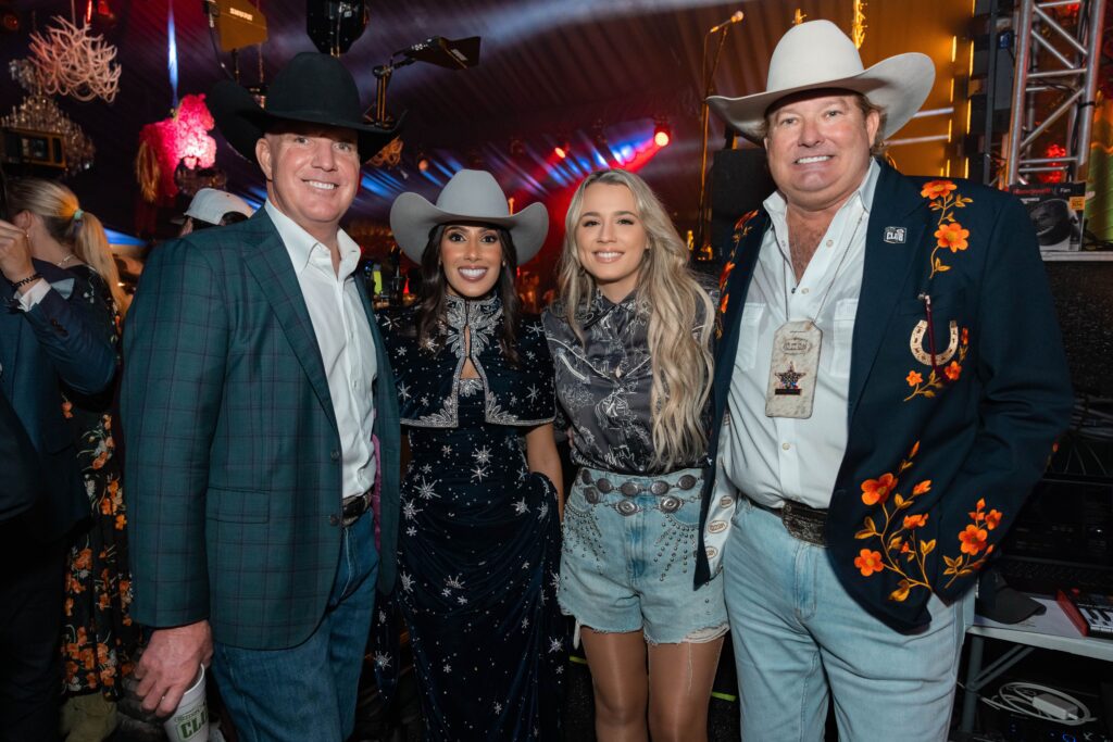 Duke Austin, Zinat Ahmed, Gabby Barrett, Pete Bell at Cotton Holdings' Cotton Q Club at the World Championship Bar-B-Que Contest (Photo by Nathan Shaw, Cotton Holdings) 