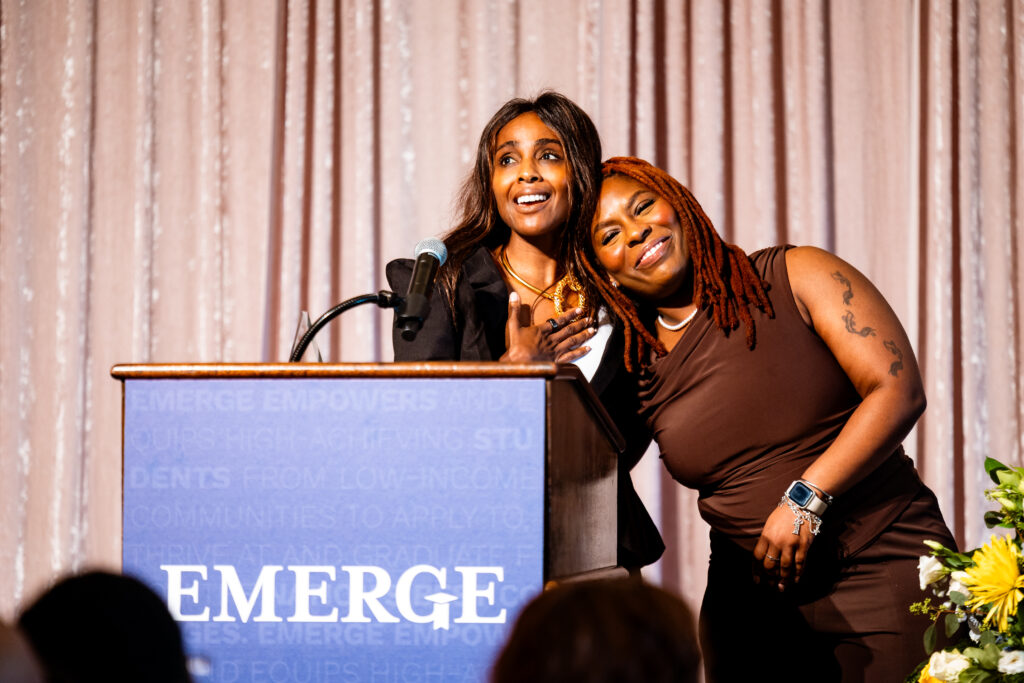 EMERGE 2026 honoree Mia Mends, EMERGE alumna Ruth Beaubrun at EMERGE'S Build the Village Luncheon (Photo by Hung L. Truong)