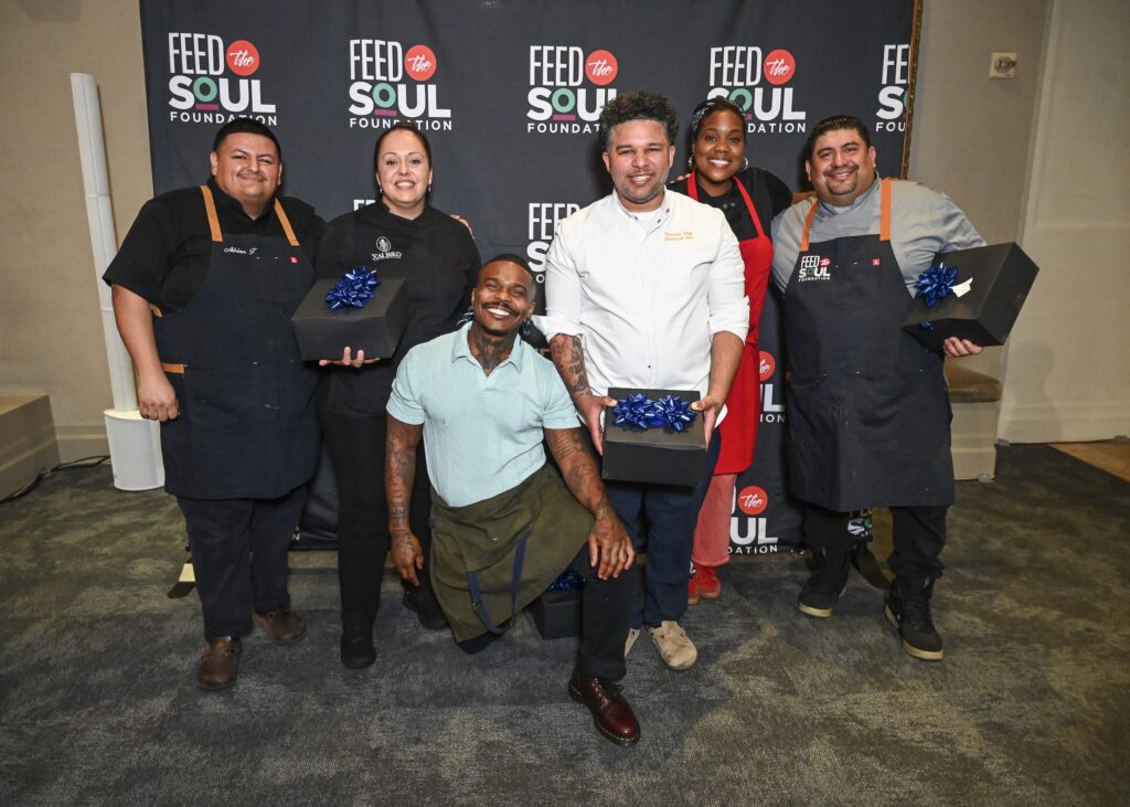 Featured chefs Adrian Torres, Beatriz Martines, Reginald Scott, Dominick Lee,  Michelle Wallace, Thomas Bille at the Feed the Soul Foundation's Heart & Soul Scholarship Dinner  (Photo by Vicky Pink)