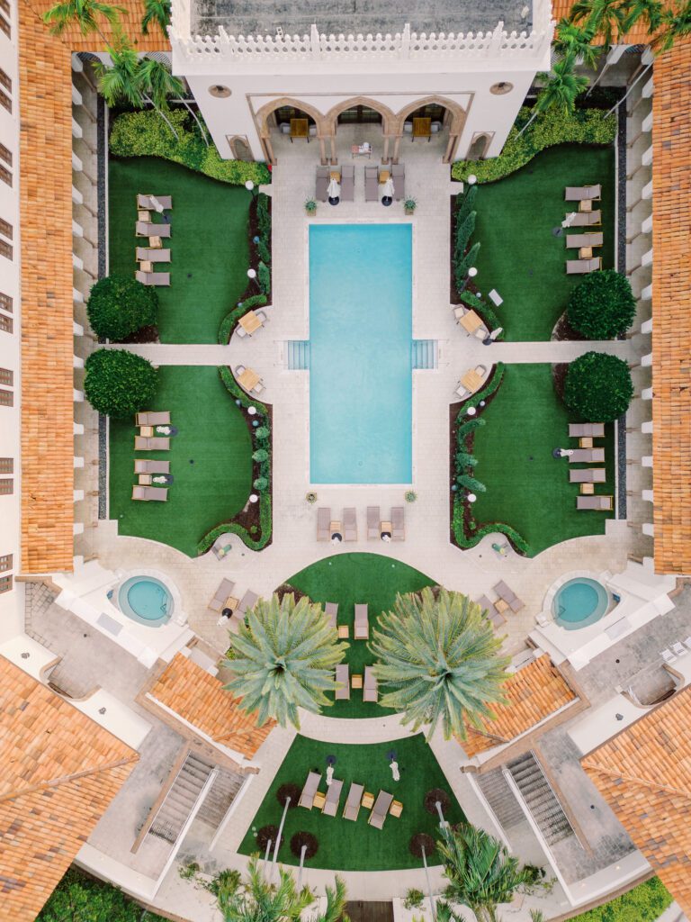 Inspired by the grandeur of the Alhambra Palace in Spain, Spa Palmera features 44 treatment rooms and a private spa pool in the middle of a lush courtyard. (Photo by The Boca Raton)