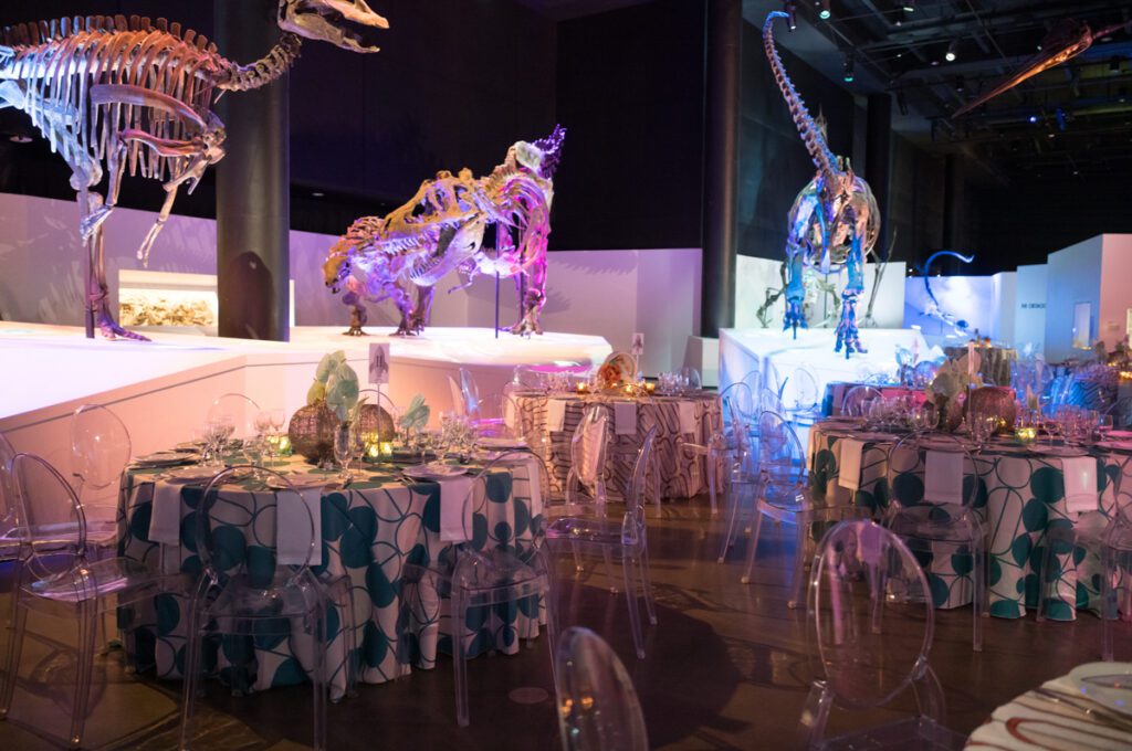 Dining amid the dinosaurs only at the Houston Museum of Natural Science 'Futurama!' gala  (Photo by Daniel Ortiz)