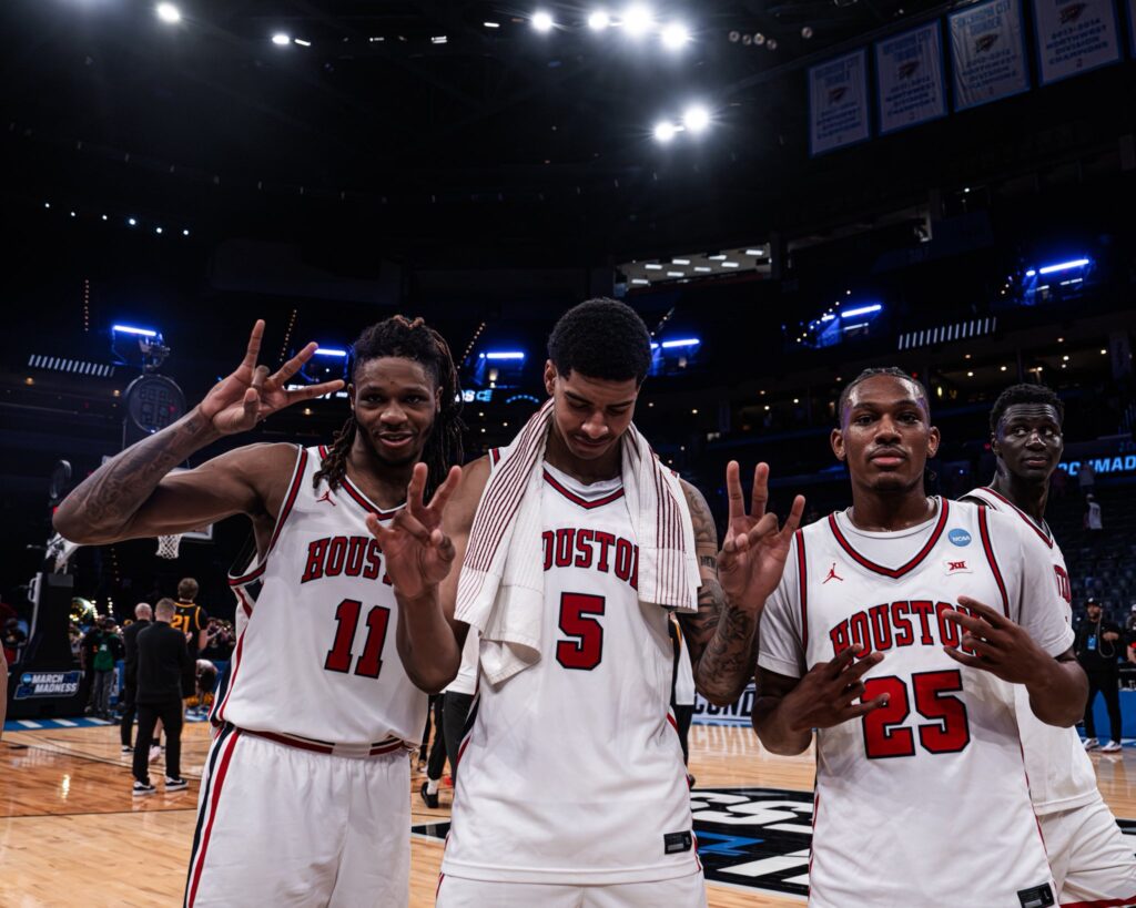 JoJo Tugler, Chris Cenac Jr, and Mercy Miller all enjoyed major moments in Houston's NCAA Tournament opener.  (@UHCougar MBK)