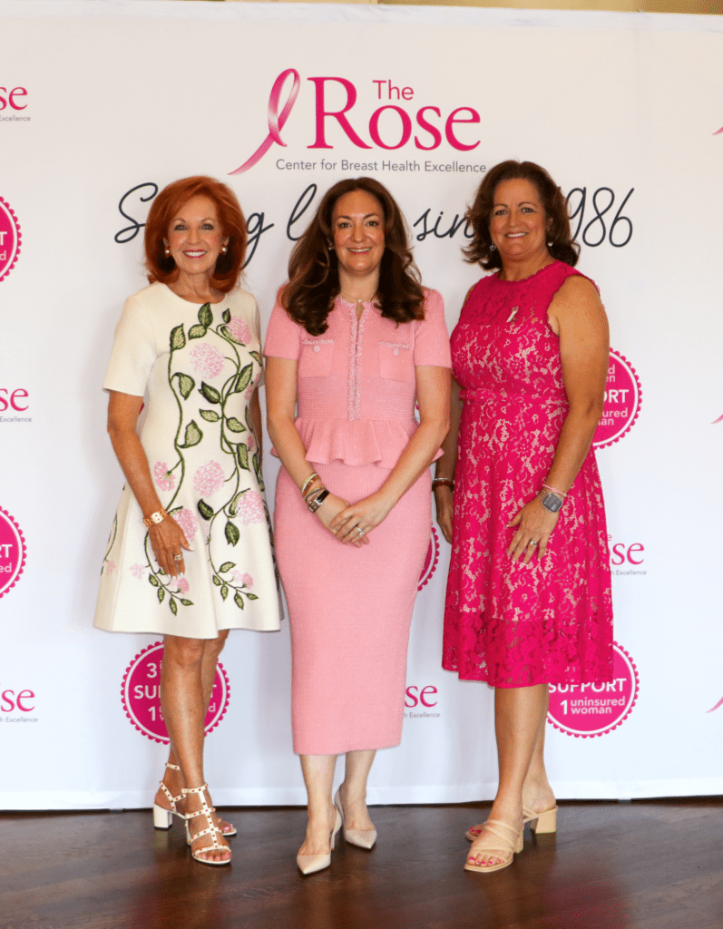 Honoree  Nancy Strohmer, chair Mitra Woody, and honoree Shelley Cooper at The Rose's 'Everything's Coming Up Roses' luncheon (Photo by Karina Tsai Yun of The Rose)

