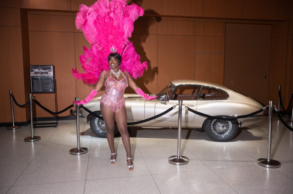 The 1965 Jaguar XKE in the Houston Museum of Natural Science 's gala silent auction.