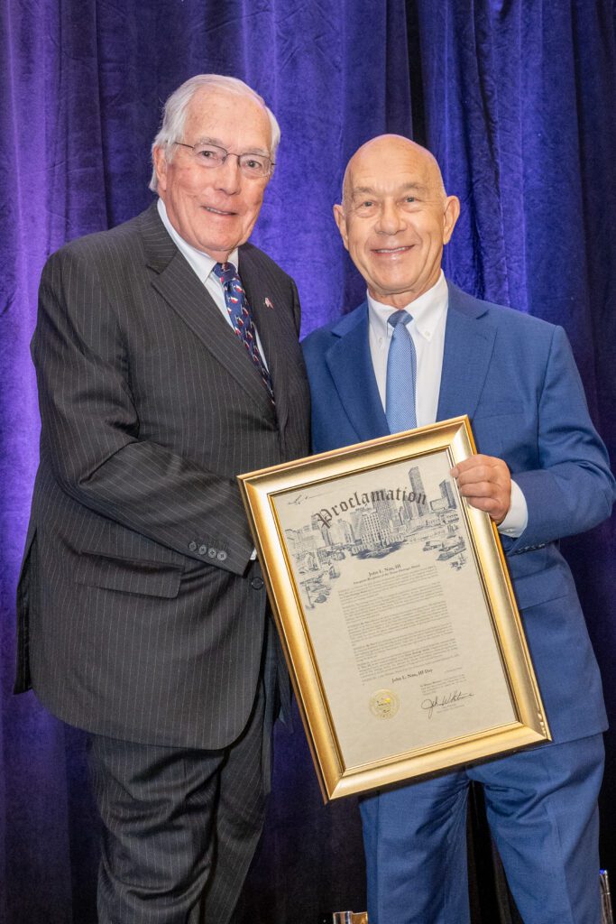 Honoree John L. Nau III, former Houston Mayor John Whitmire at The Heritage Society's 2026 Luncheon (Photo by Jacob Power)