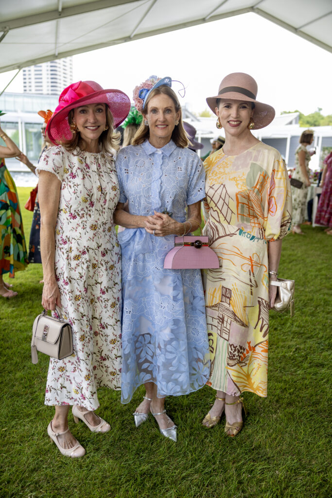 Kaitlyn Scheurich, Stephanie Tsuru, Cara Lambright at the Hermann Park Conservancy 'Hats in the Park' luncheon (Photo by Jenny Antill)