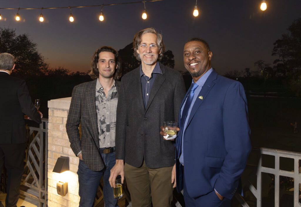 Luis de las Cuevas, Ben Koush, Terrance Jackson at Preservation Houston's Gold Brick Awards Dinner (Photo by Alida Bonifaz)