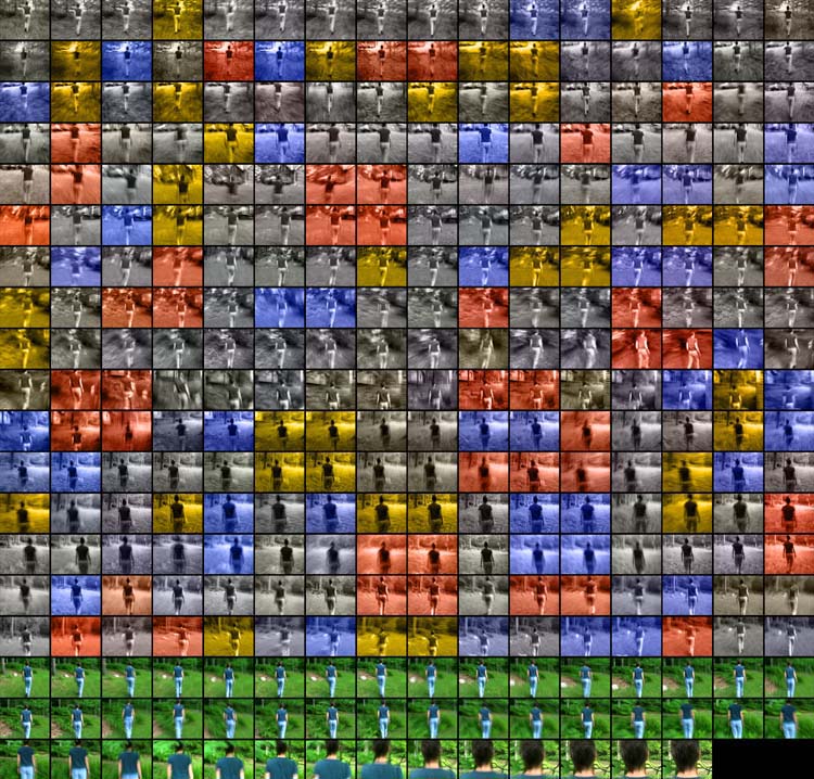 "On the Verge: Walking East of Rickers Field | Composition Chequerboard, Mondrian" (2004) by MANUAL is an archival pigment print. (Courtesy Moody Gallery)