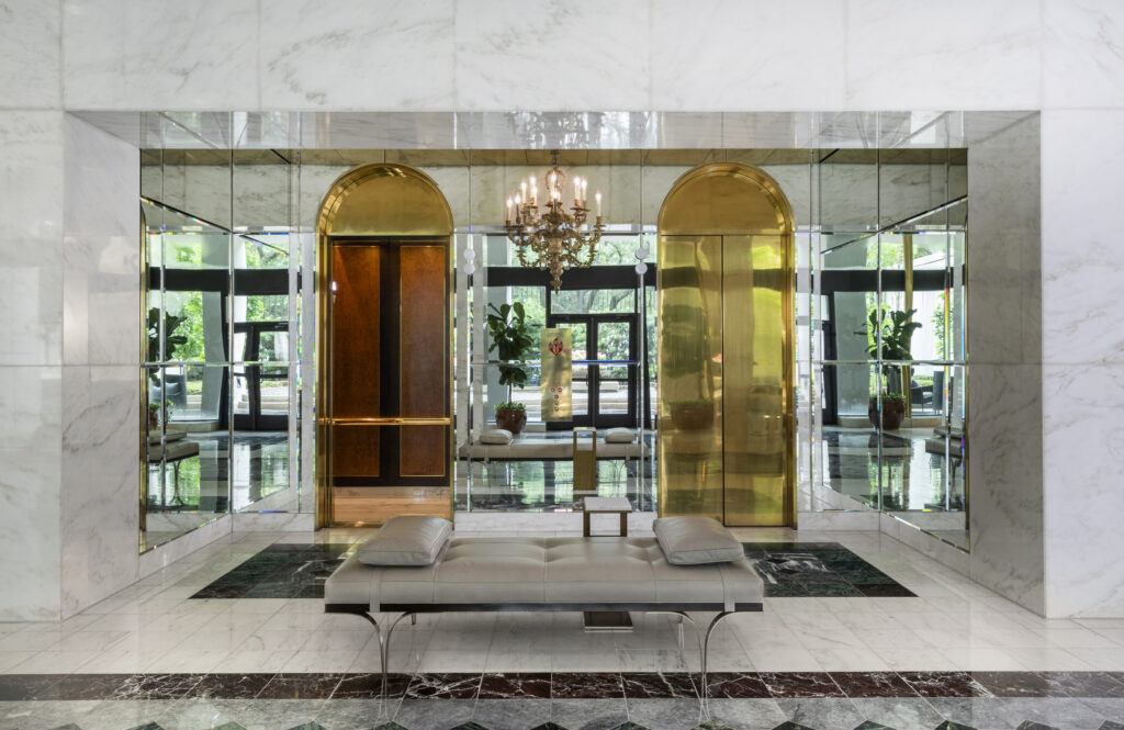 The Main Lobby Elevator bank. 