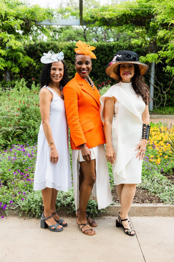 Paula DesRoches, Alicia Harris, Geraldina Wise at the Hermann Park Conservancy 'Hats in the Park' luncheon (Photo by Hung L. Truong)