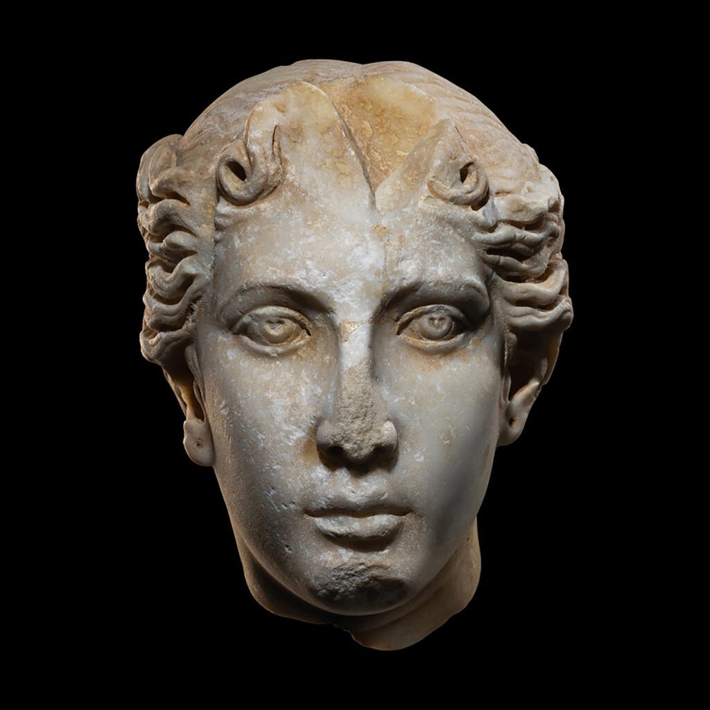 Roman Marble Portrait Head of a Woman, 1st half of the 3rd Century A.D., at The Power Station