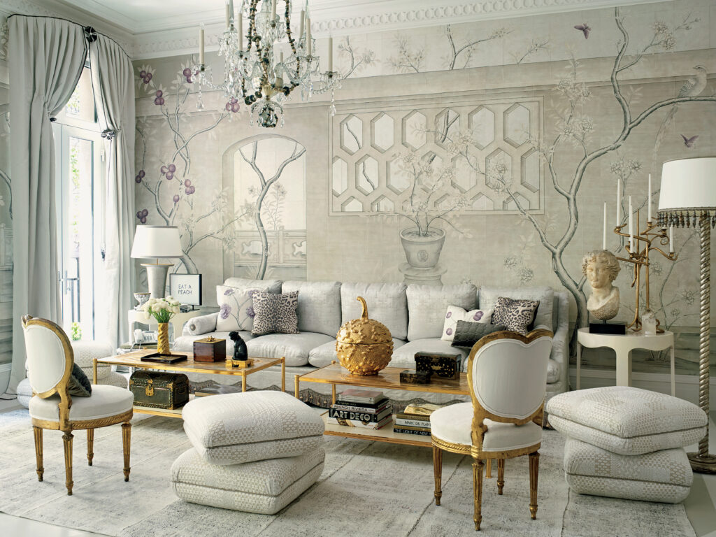 Gracie wallpaper in a room designed by Alex Papachristidis. 