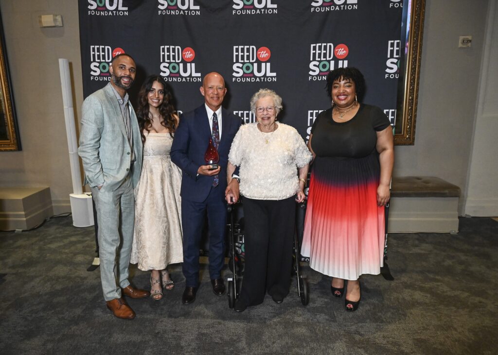 Warren Luckett, Karinn Luckett, John Cruezot, Sallie Cruezot, Falayn Ferrell at the Feed the Soul Foundation's Heart & Soul Scholarship Dinner  (Photo by Vicky Pink)